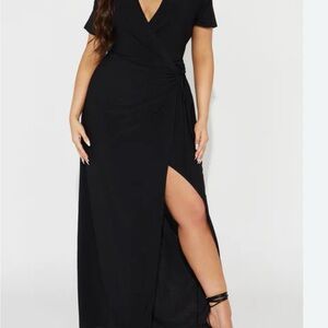 NWT FASHION NOVA Collared Wrap Maxi Black Dress Sz Large